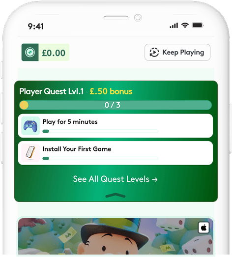 The Prograd app showing a Player Quest with rewards to earn.