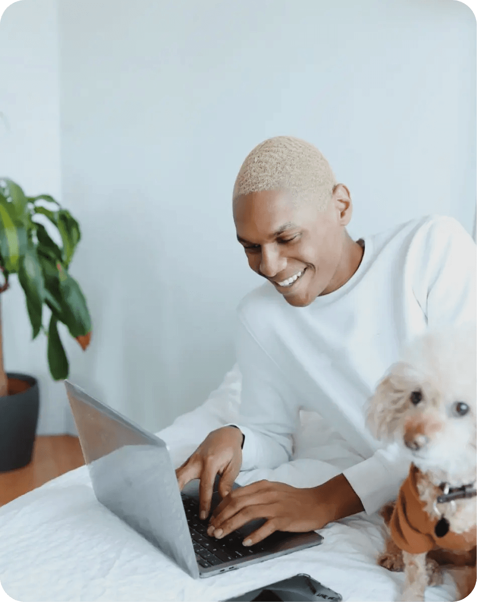 Person working on a laptop at home